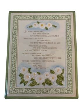 Vintage Ceramic Friendship Wall Plaque Floral Inspirational Decor